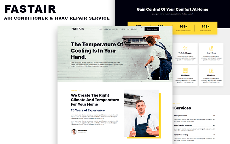 FASTAIR - Air Conditioner & HVAC Repair Service HTML5 Template Landing Page Template