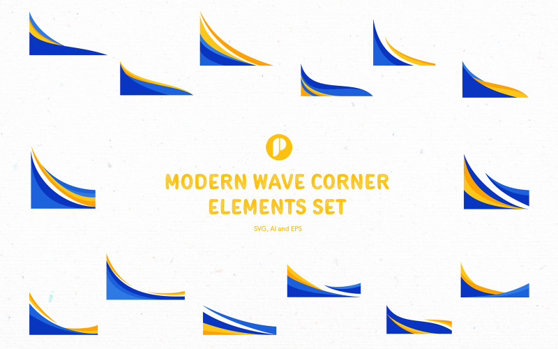 Modern Wave Corner Elements Set Illustration