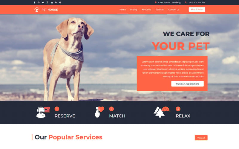 Pet House - Pet Care Service Free Joomla 5 and Joomla 4 Template Joomla Template