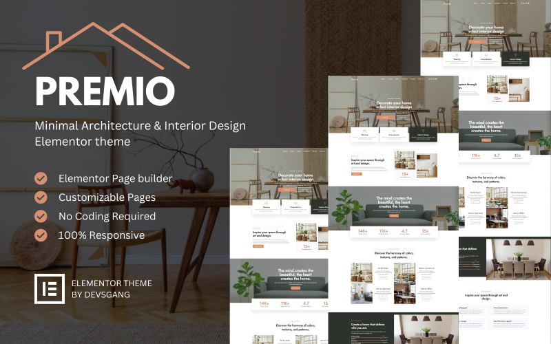 Premio - Minimal Architecture & Interior Design Elementor theme WordPress Theme