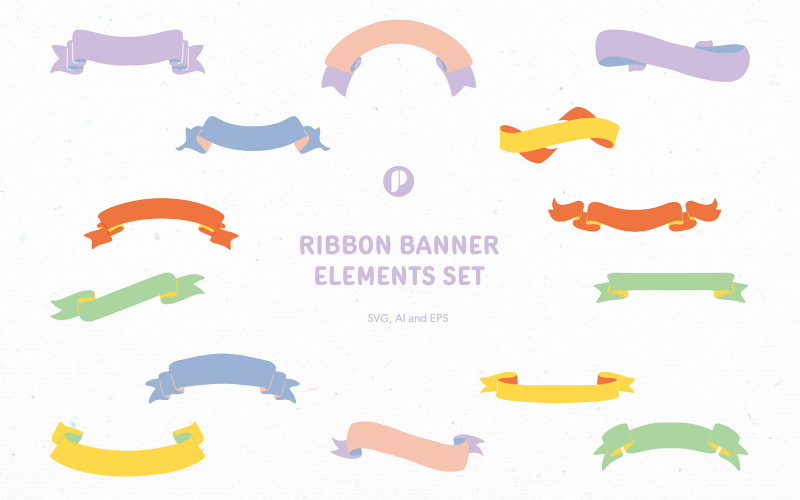 Ribbon Banner Elements Set Illustration