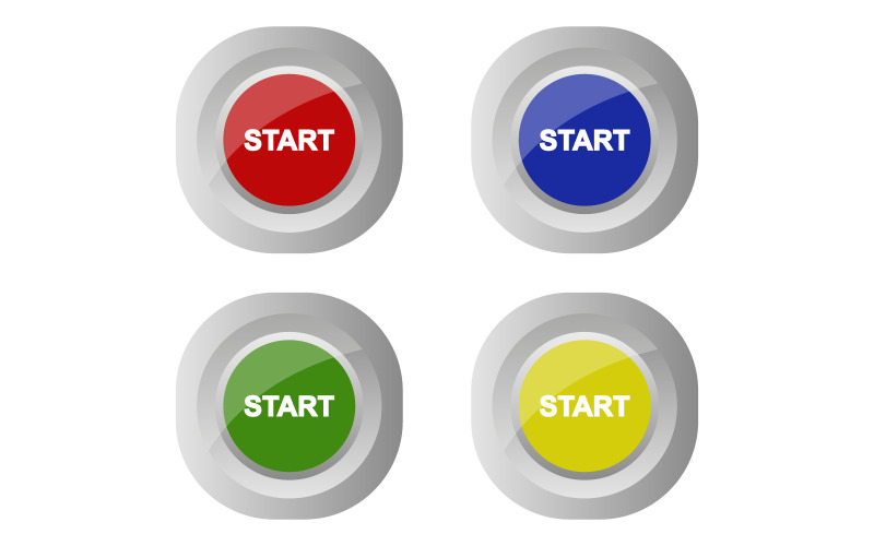 Start button in vector and colored on background Vector Graphic