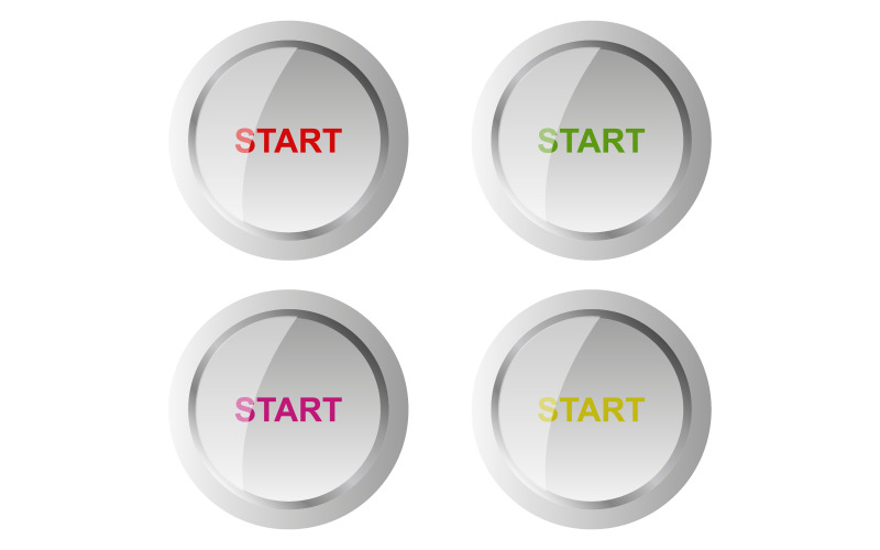 Start button in vector on white and colored background Vector Graphic