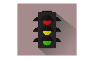 Traffic light in vector on colored background