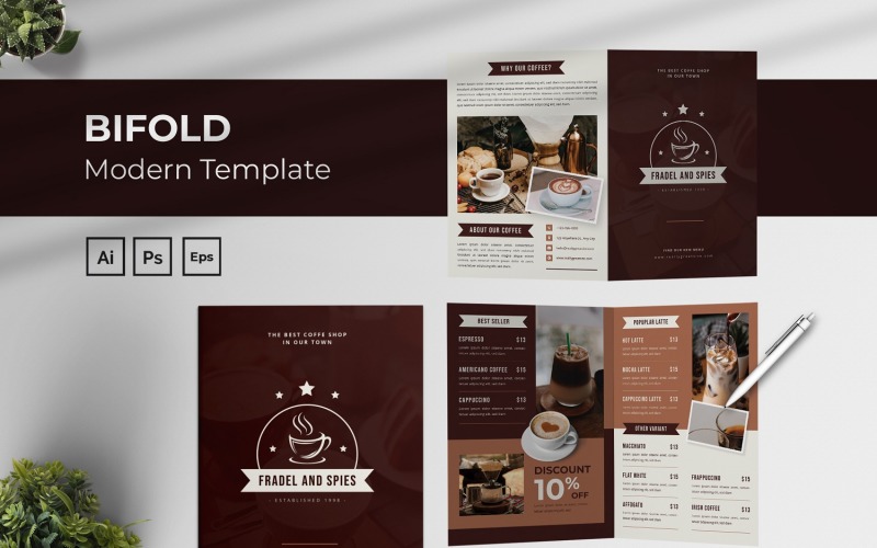 Coffee Shop Bifold Brochure Corporate Identity