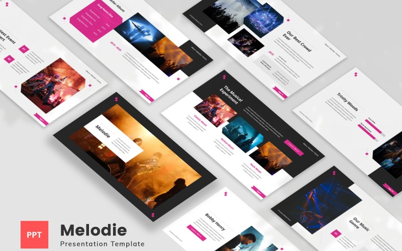 Melodie — Musical Band Powerpoint Template PowerPoint Template