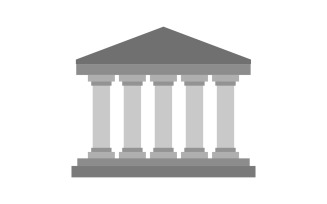 Greek temple illustrated and in vector on colored and background