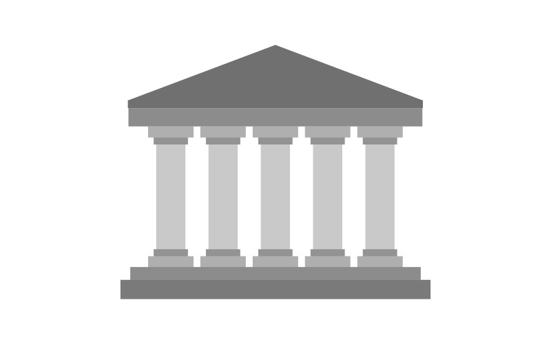 Greek temple illustrated and in vector on colored and background Vector Graphic