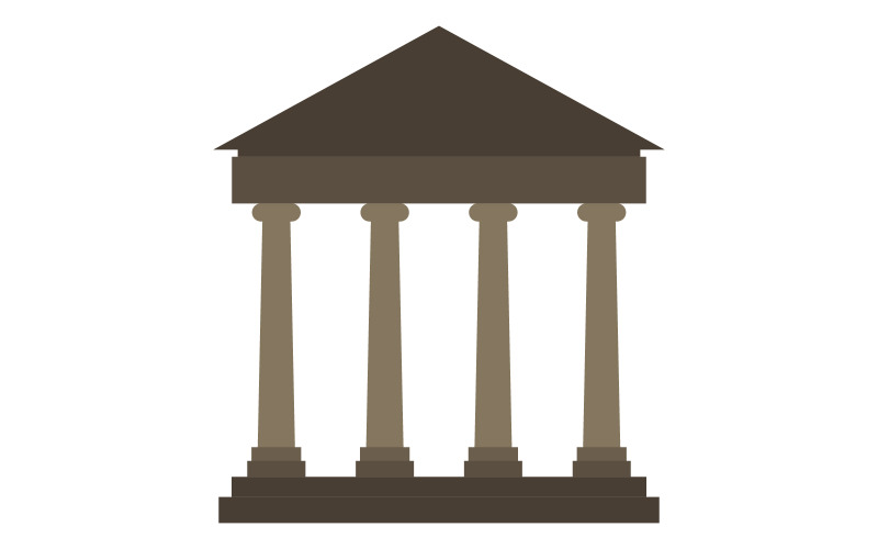 Greek temple in vector on background and colored Vector Graphic