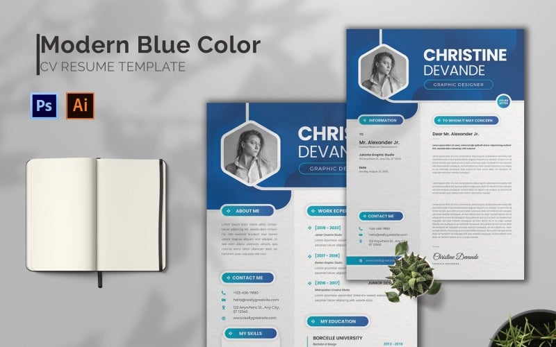 Modern Blue Color Resume Template Certificate Template