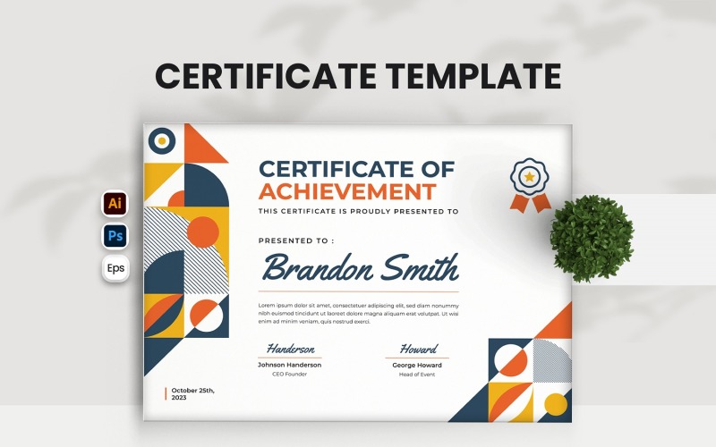 Modern Geometric Certificate Certificate Template