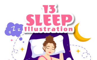 13 Sleep and Sweet Dreams Vector Illustration