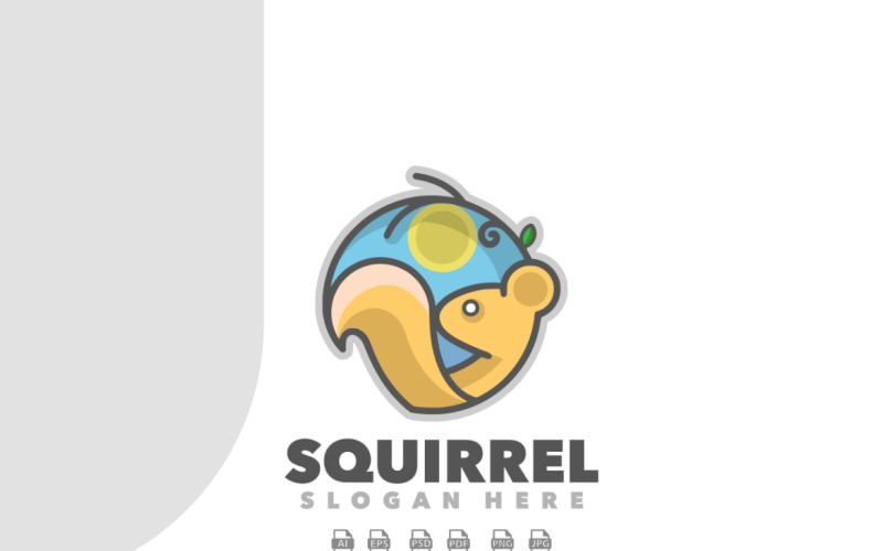 Squirrel funny label mascot cartoon Logo Template