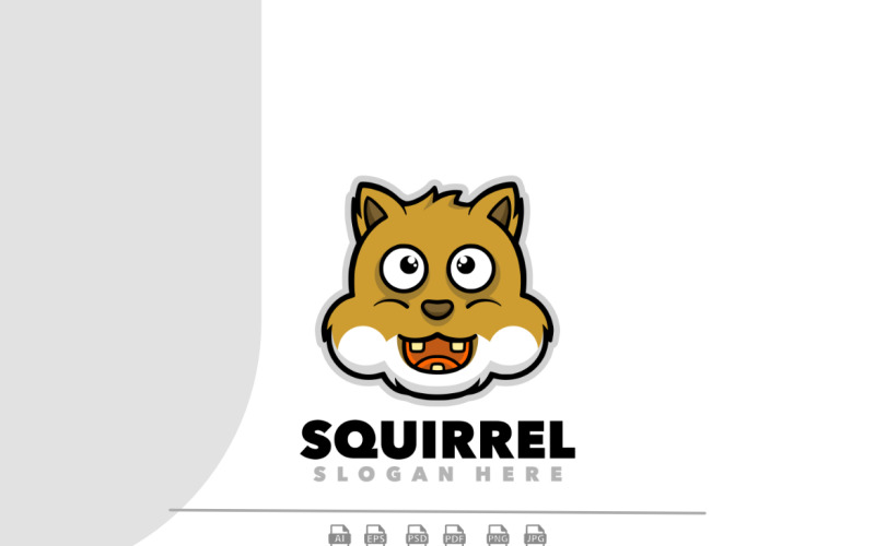 Squirrel funny mascot cartoon design Logo Template