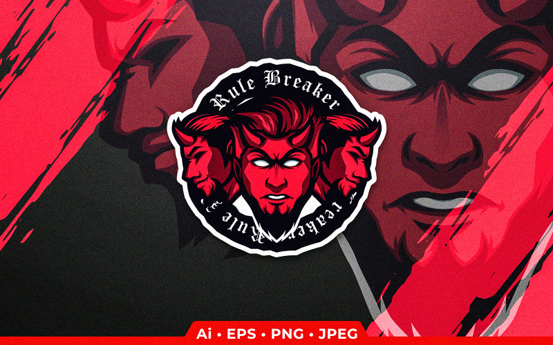 Symbol of Rule Breaker Hell Demon Mascot Logo Template
