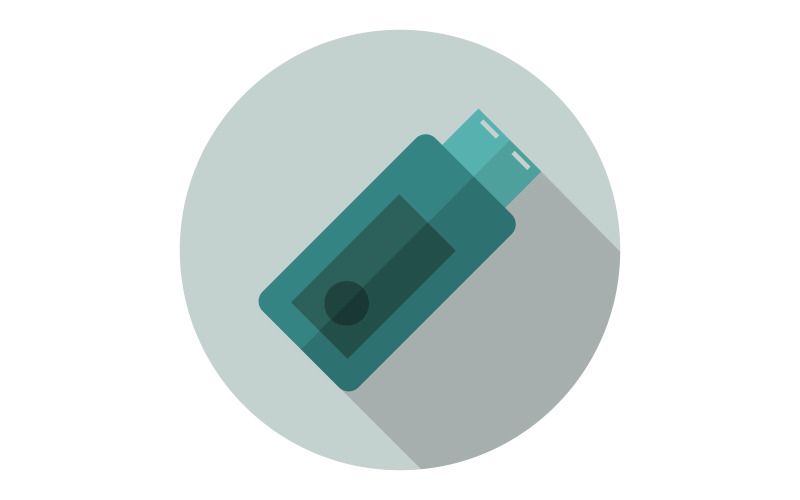 Vectorized usb drive on white and colored background Vector Graphic