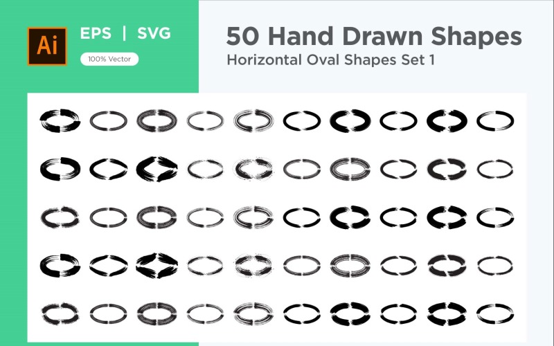 Horizontal Oval Shape 50_Set V 1 Vector Graphic