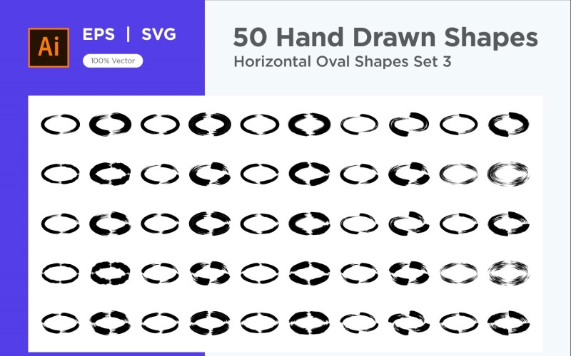 Horizontal Oval Shape 50_Set V 3 Vector Graphic