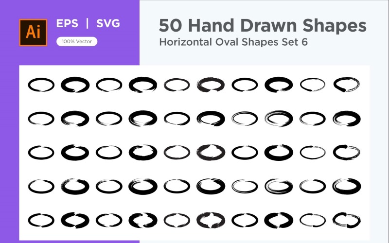 Horizontal Oval Shape 50_Set V 6 Vector Graphic