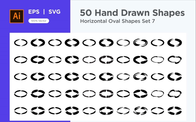 Horizontal Oval Shape 50_Set V 7 Vector Graphic