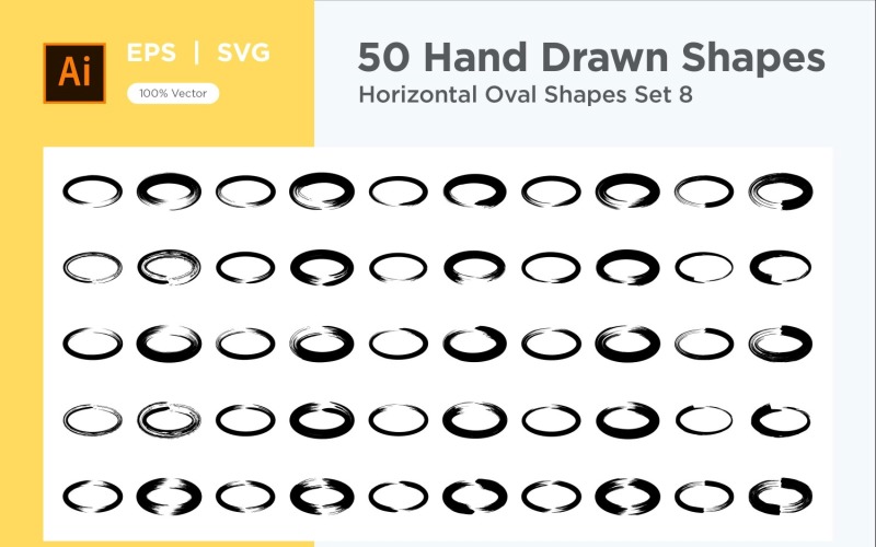 Horizontal Oval Shape 50_Set V 8 Vector Graphic