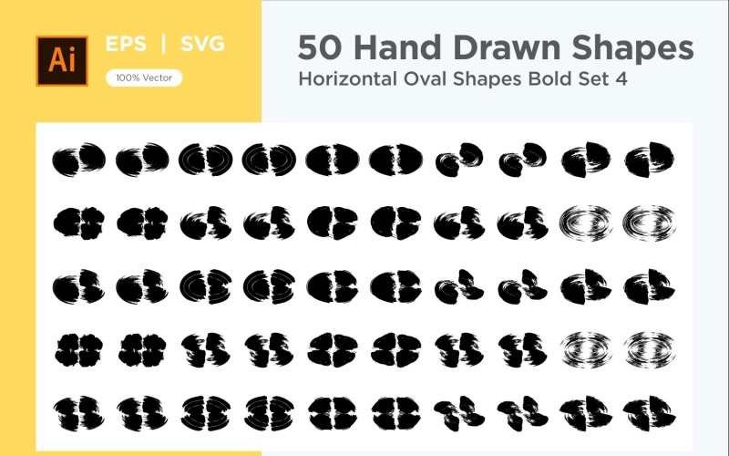 Horizontal Oval Shape Bold 50_Set V 4 Vector Graphic