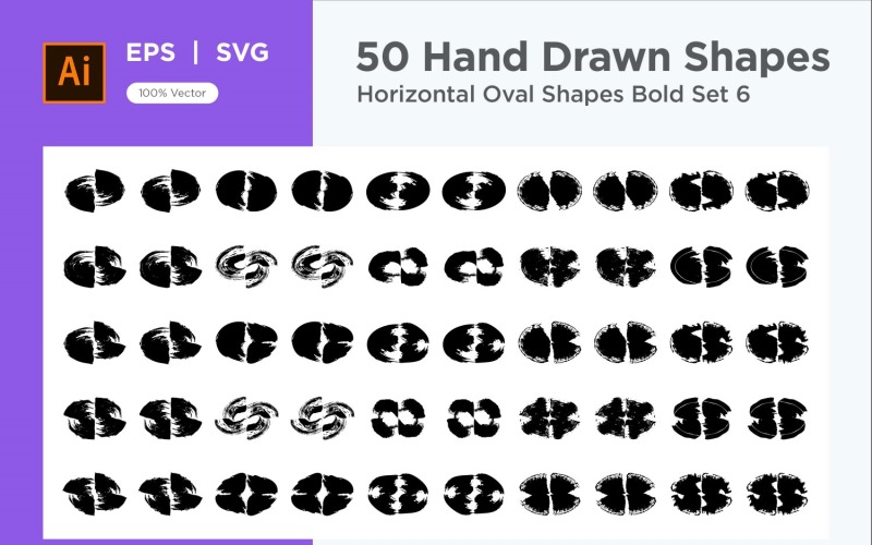 Horizontal Oval Shape Bold 50_Set V 6 Vector Graphic