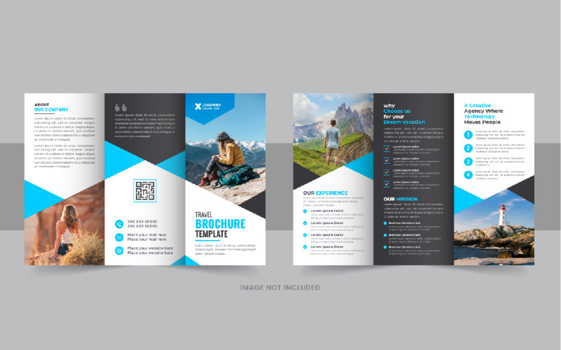 Tour and travel agency trifold brochure design Layout Corporate Identity