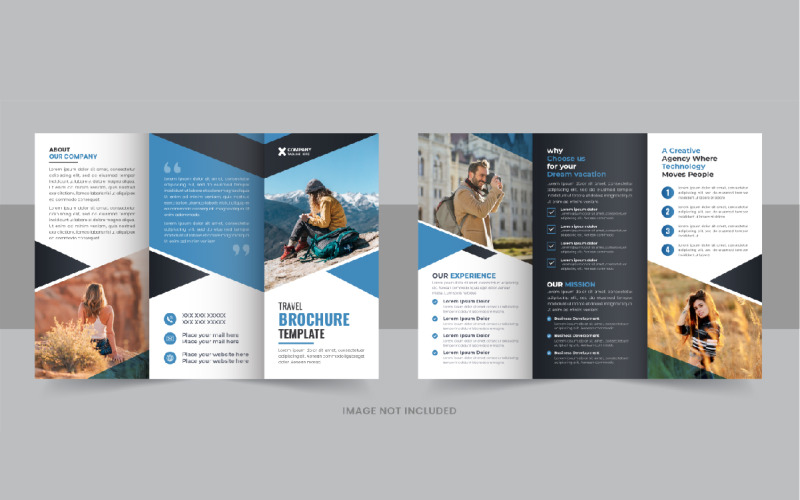 Tour and travel agency trifold brochure template Layout Corporate Identity