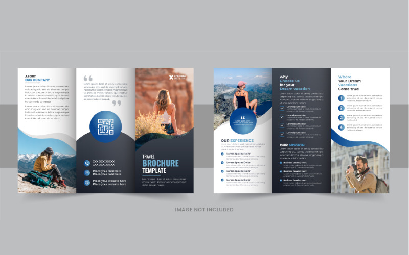 Tour and travel agency trifold brochure template Corporate Identity