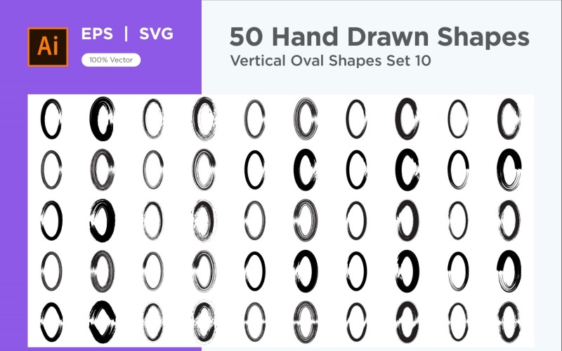 Vertical Oval Shape 50_Set V 10 Vector Graphic
