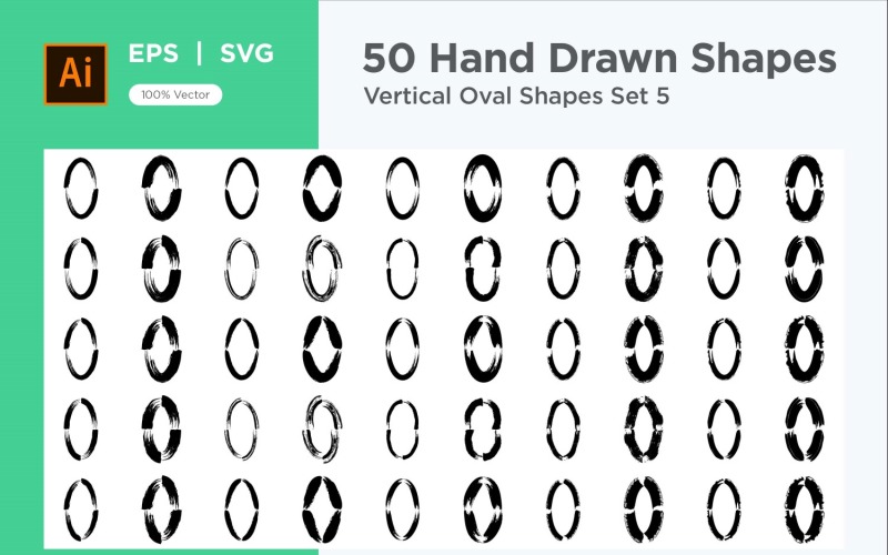 Vertical Oval Shape 50_Set V 5 Vector Graphic