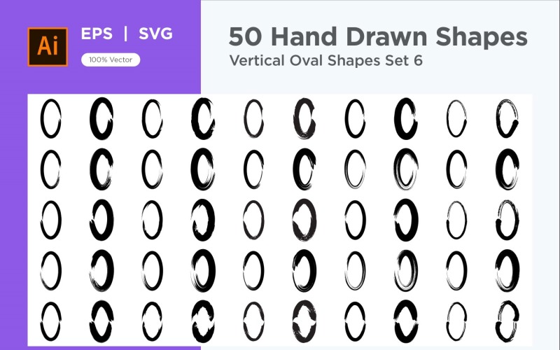 Vertical Oval Shape 50_Set V 6 Vector Graphic