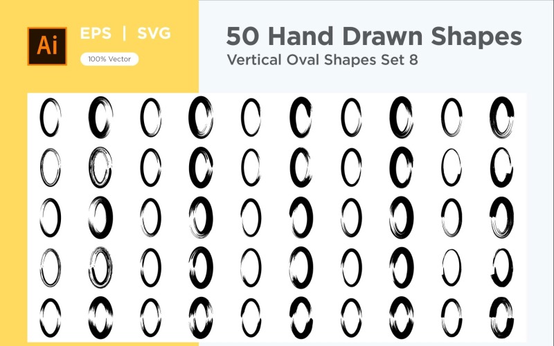 Vertical Oval Shape 50_Set V 8 Vector Graphic