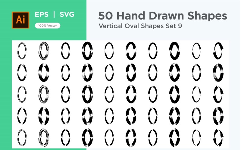 Vertical Oval Shape 50_Set V 9 Vector Graphic
