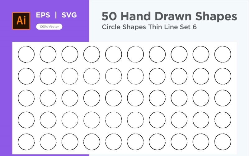 Circle Shape Thin Line 50_Set V 6 Vector Graphic
