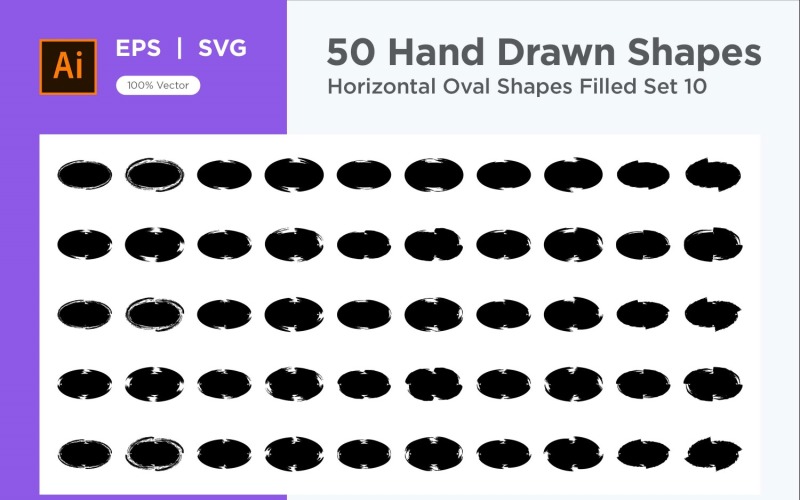 Horizontal Oval Shape Filled 50_Set V 10 Vector Graphic