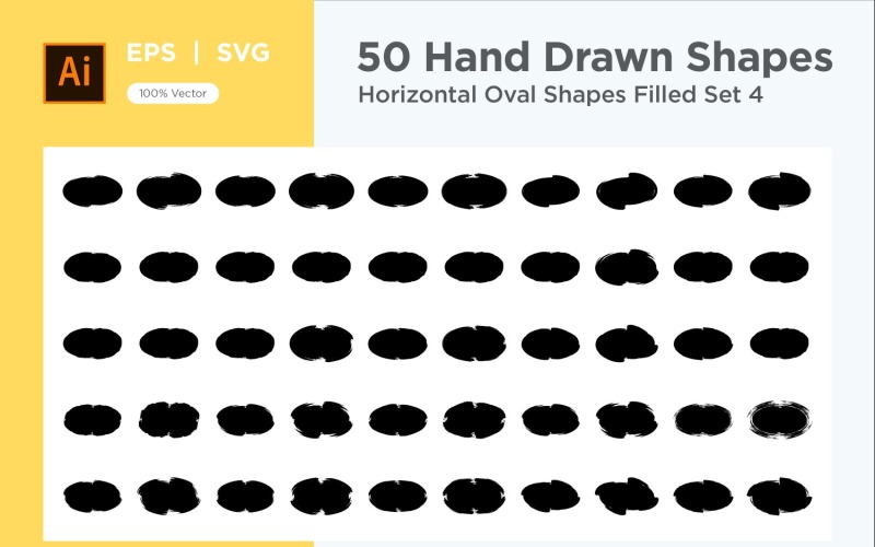 Horizontal Oval Shape Filled 50_Set V 4 Vector Graphic