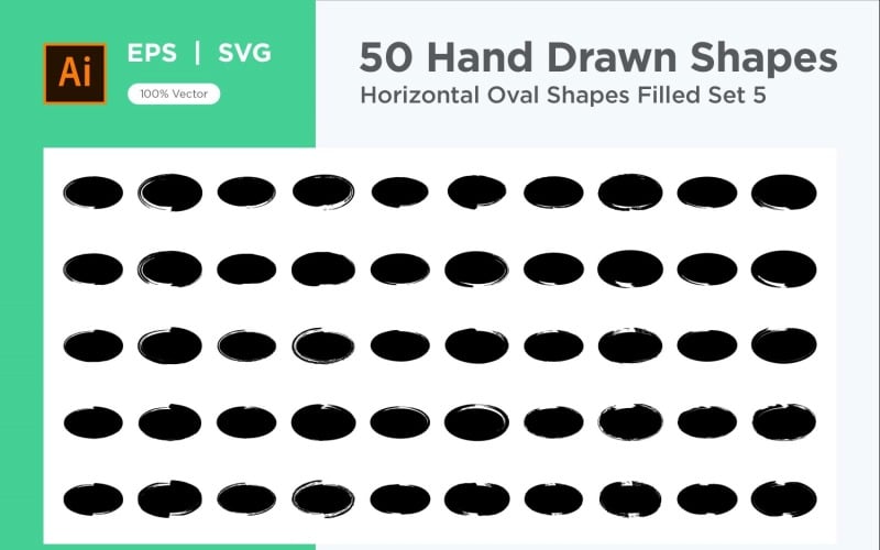 Horizontal Oval Shape Filled 50_Set V 5 Vector Graphic