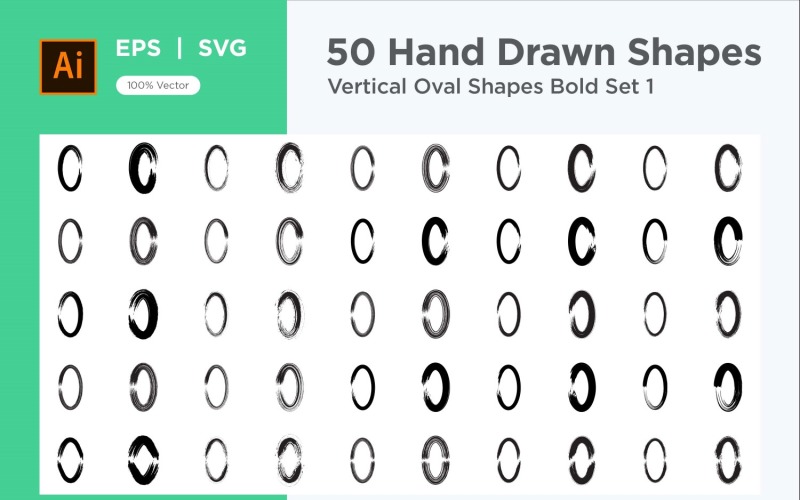 Vertical Oval Shape Bold 50_Set V 1 Vector Graphic