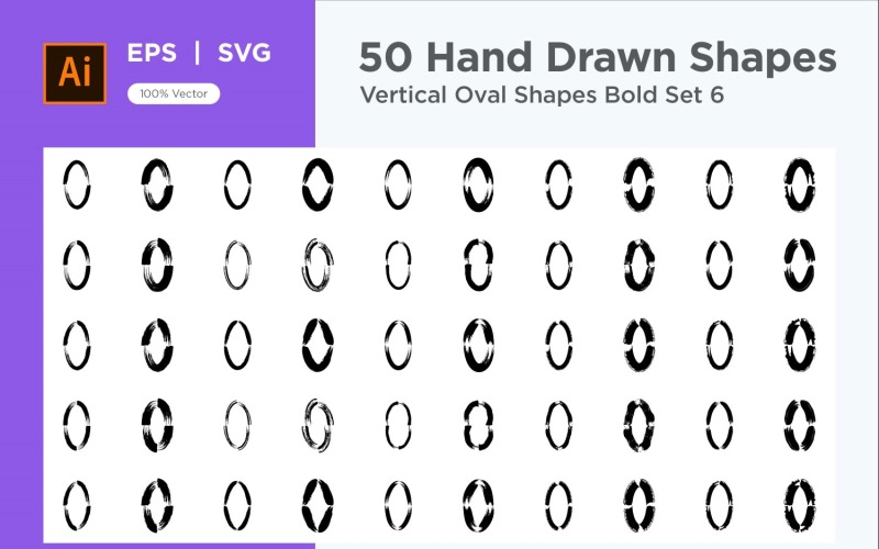 Vertical Oval Shape Bold 50_Set V 6 Vector Graphic