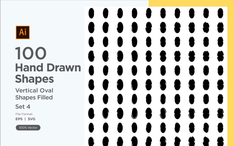 Vertical Oval Shape Filled 100_Set V 4 Vector Graphic