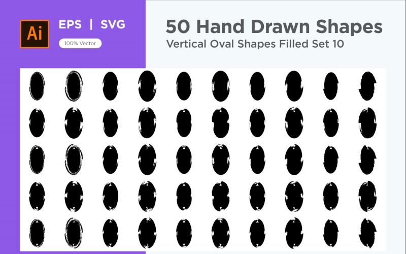 Vertical Oval Shape Filled 50_Set 10 Vector Graphic