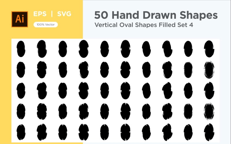 Vertical Oval Shape Filled 50_Set 4 Vector Graphic