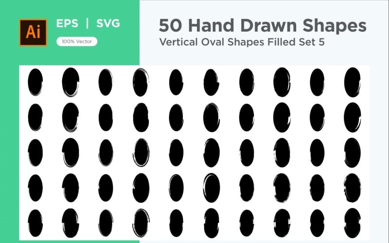 Vertical Oval Shape Filled 50_Set 5 Vector Graphic