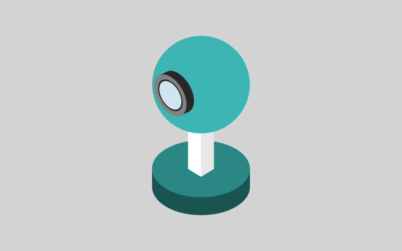 Colored isometric web cam on a background Vector Graphic