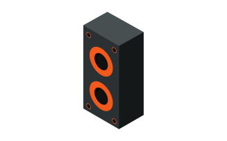 Illustrated and colored isometric woofer on a white background