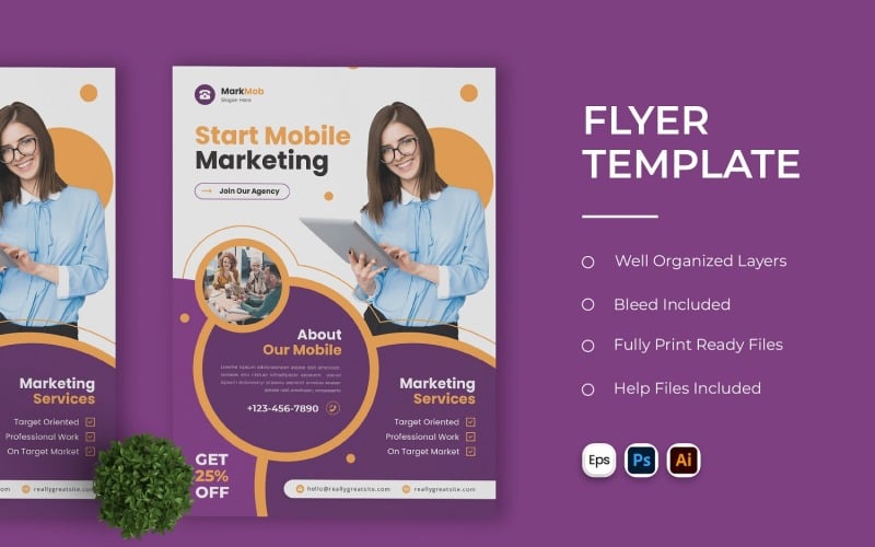 Mobile Marketing Flyer Template Corporate Identity