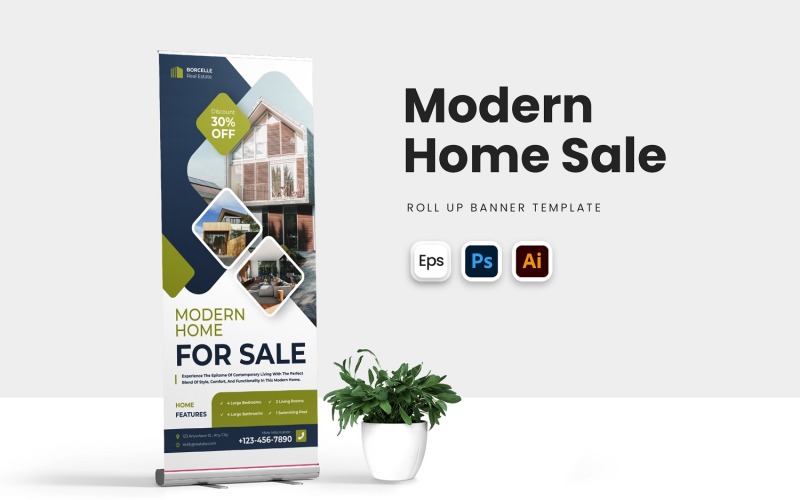 Modern Home Sale Roll Up Banner Corporate Identity