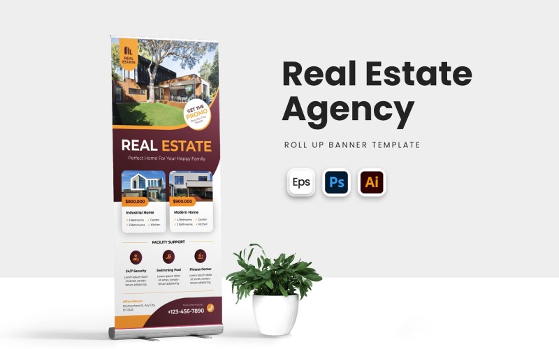 Real Estate Agency Roll Up Banner Corporate Identity